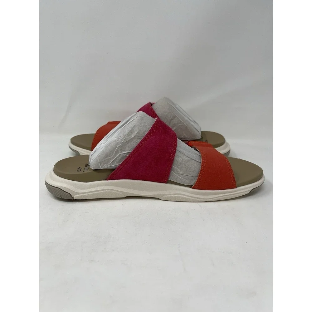 Size 8 Women's Earth Origins Vesper Multicolor 2 Strap Slip On Suede Sandals